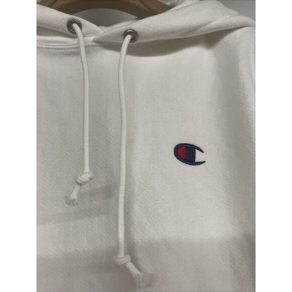 NEW xs as is WHITE CHAMPION REVERSE WEAVE HOODIE Sleeve LOGO thick fabric - Picture 2 of 7